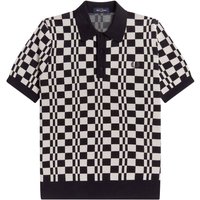 Fred Perry K Chequerboard Knitted Polo Shirt – BlackEcru Fred Perry K Chequerboard Knitted Polo Shirt – BlackEcru