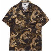 Maharishi Cloud Dragon Camp Collar Shirt – Golden Black Maharishi Cloud Dragon Camp Collar Shirt – Golden Black