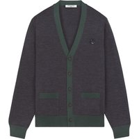 Maison Kitsune Bold Fox Head Patch Bi-Colour Cardigan – Dark Grey Maison Kitsune Bold Fox Head Patch Bi-Colour Cardigan – Dark Grey