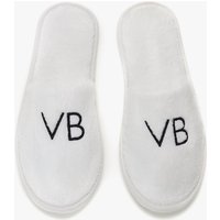 Victoria Beckham VB Embroidered Towelling Slippers In White Victoria Beckham VB Embroidered Towelling Slippers In White