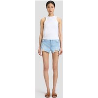 Victoria Beckham Distressed Shorts In Light Blue Wash Victoria Beckham Distressed Shorts In Light Blue Wash