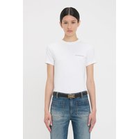Victoria Beckham Fitted Shrunken Logo Shirt In White Victoria Beckham Fitted Shrunken Logo Shirt In White