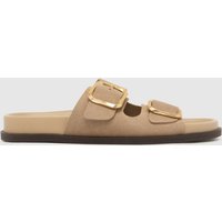 schuh Tylee Buckle Footbed Sandals in Beige
