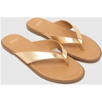 schuh Thailand Leather Toe Post Sandals in Gold