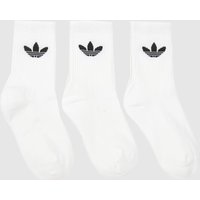 adidas Kids Originals Crew Socks Pack in White & Black, Fabric, Size: .-.