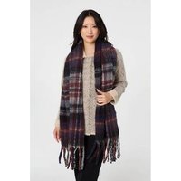 Izabel London Tartan Print Oversized Fringed Scarf men’s in Grey Izabel London Tartan Print Oversized Fringed Scarf men’s in Grey