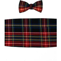 Navy Blue Tartan Cummerbund & Pre-Tied Bow Tie Set