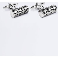 Silver Coloured Diamond Pattern Bar Cufflinks Silver Coloured Diamond Pattern Bar Cufflinks