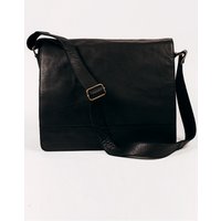 Black Leather Large Messenger Bag