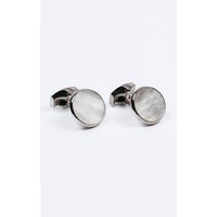 Silver Coloured Mother of Pearl Circle Cufflinks Silver Coloured Mother of Pearl Circle Cufflinks