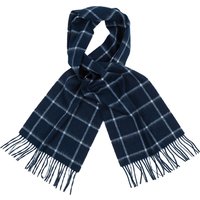 Navy and Cream Check Brushed Wool Scarf Navy and Cream Check Brushed Wool Scarf