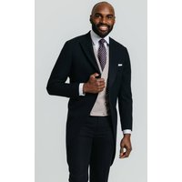 Navy Herringbone Morning Suit with Matching Trousers