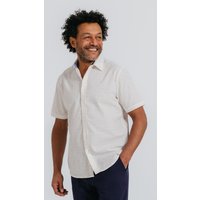 White Short Sleeve Shirt with Coloured Weave White Short Sleeve Shirt with Coloured Weave