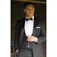 Black Piece Tuxedo, Dress Shirt, Waistcoat, Dress Shoes, Bow Tie