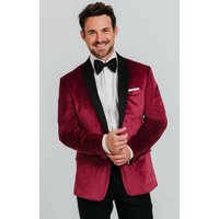 Burgundy Velvet Tuxedo with Black Trousers Burgundy Velvet Tuxedo with Black Trousers