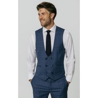 Blue Check Double Breasted Waistcoat Blue Check Double Breasted Waistcoat
