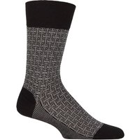 Mens Pair Falke Sensitive London Cotton Patterned Left and Right Socks With Comfort Cuff Black .- Mens Mens Pair Falke Sensitive London Cotton Patterned Left and Right Socks With Comfort Cuff Black .- Mens