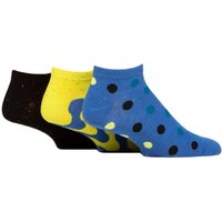 Mens Pair SOCKSHOP Speckled Bamboo Trainer Socks Blue Quartz Lime –