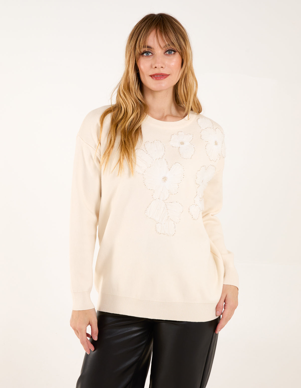 Flower Diamante Jumper – ONE CREAM Flower Diamante Jumper – ONE CREAM