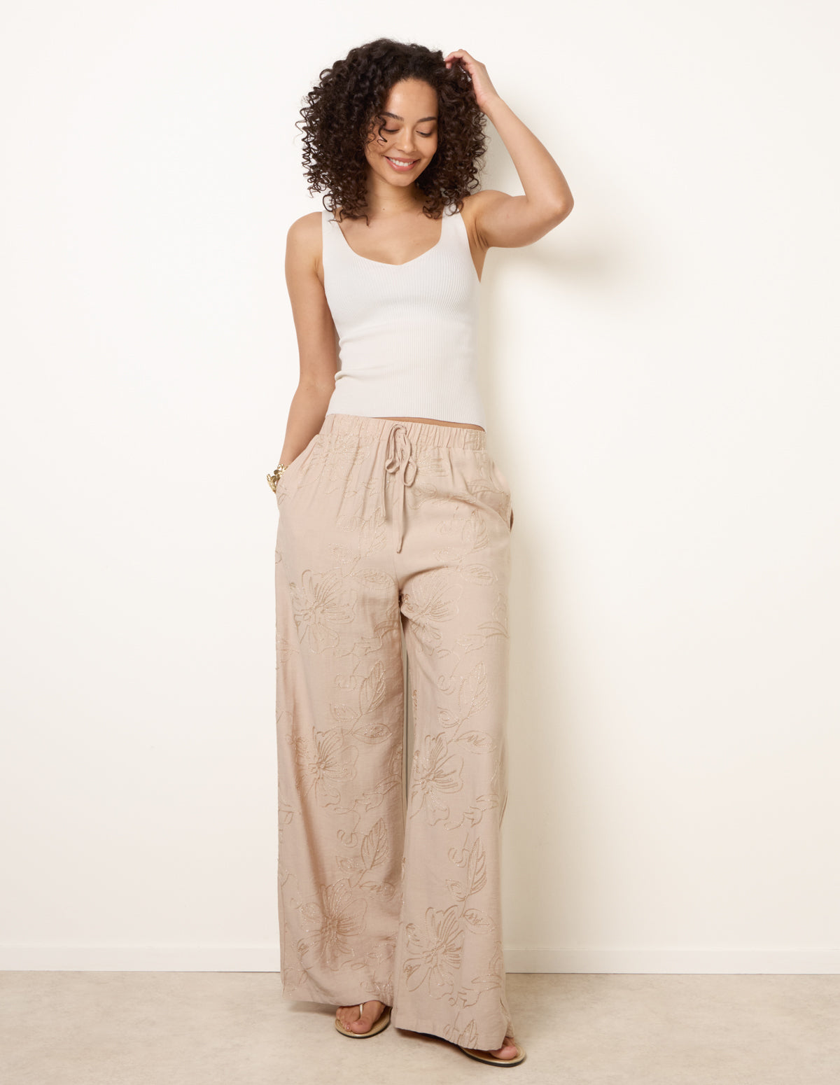 Embroidered Pattern Wide-Leg Trousers – S STONE Embroidered Pattern Wide-Leg Trousers – S STONE