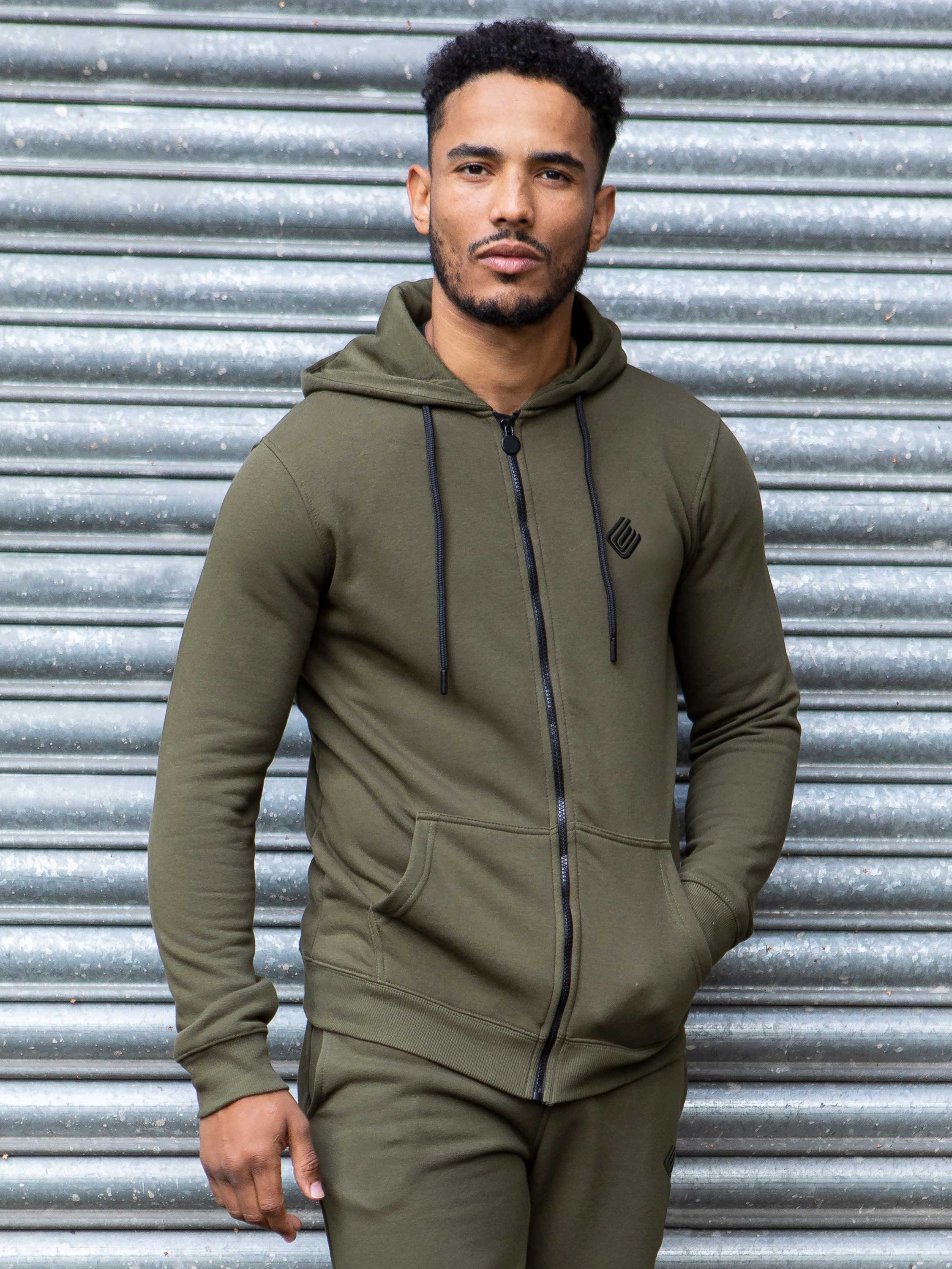 Mens Zip Up Hooded Fleece Tracksuit Top