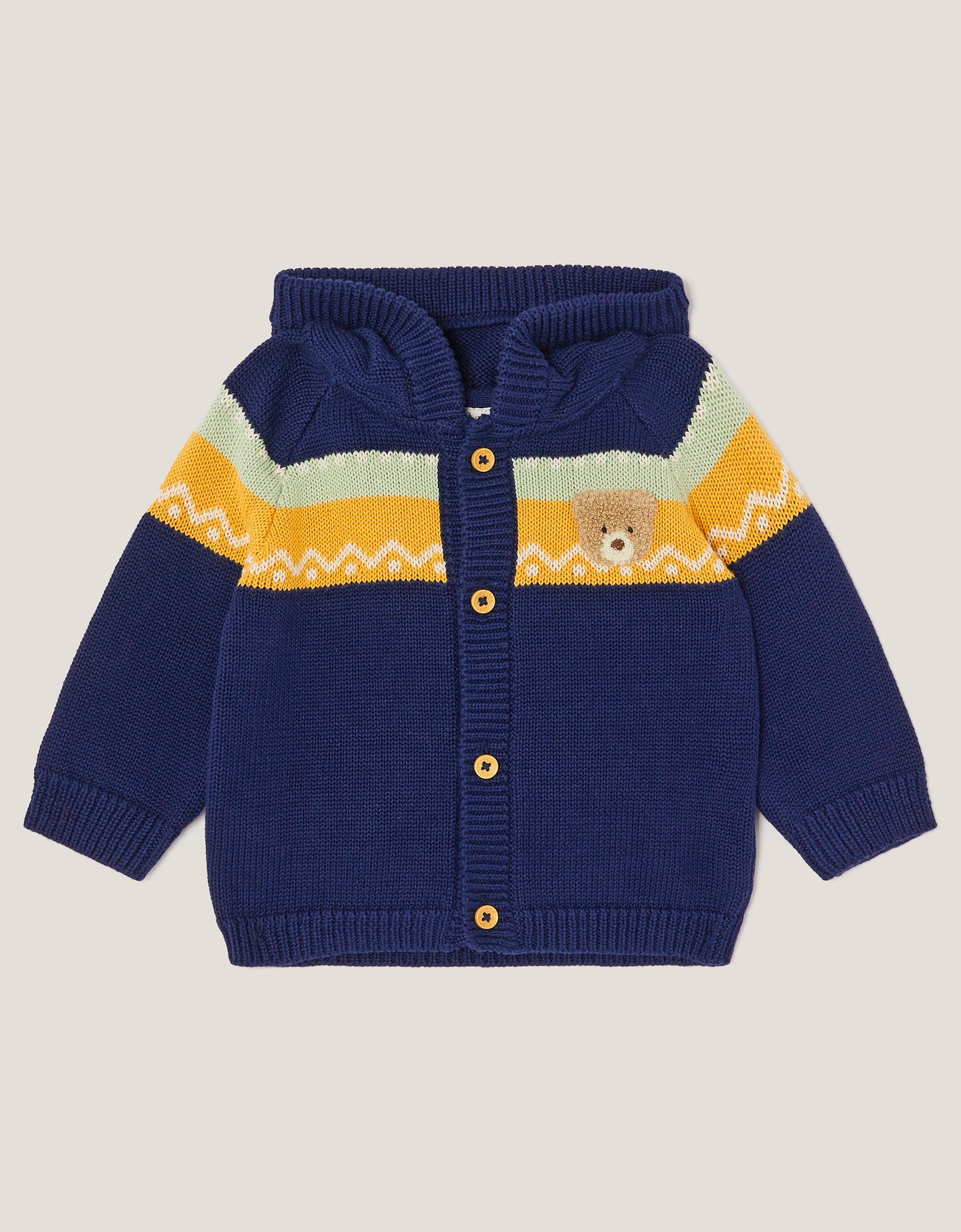 Newborn Benny Bear Knit Hoodie Green