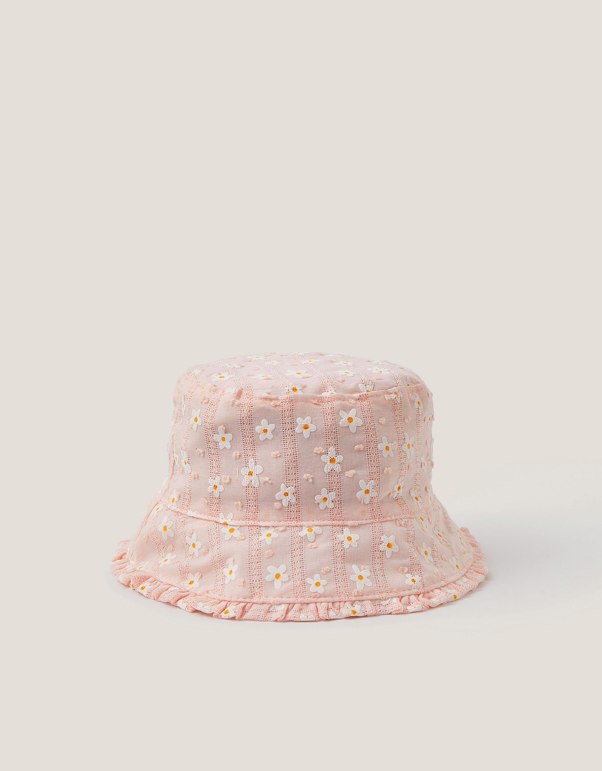 Baby Floral Embroidered Bucket Hat Pink