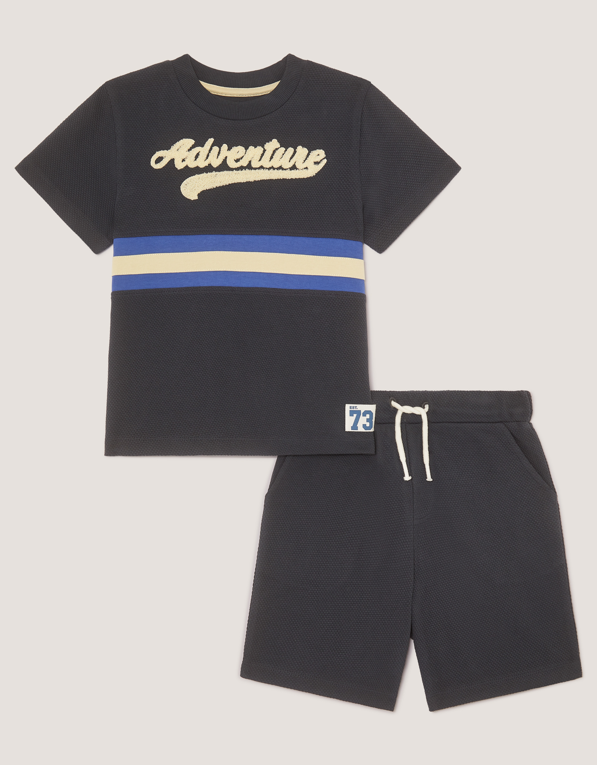 Stripe Jersey Shirt & Shorts Set Blue