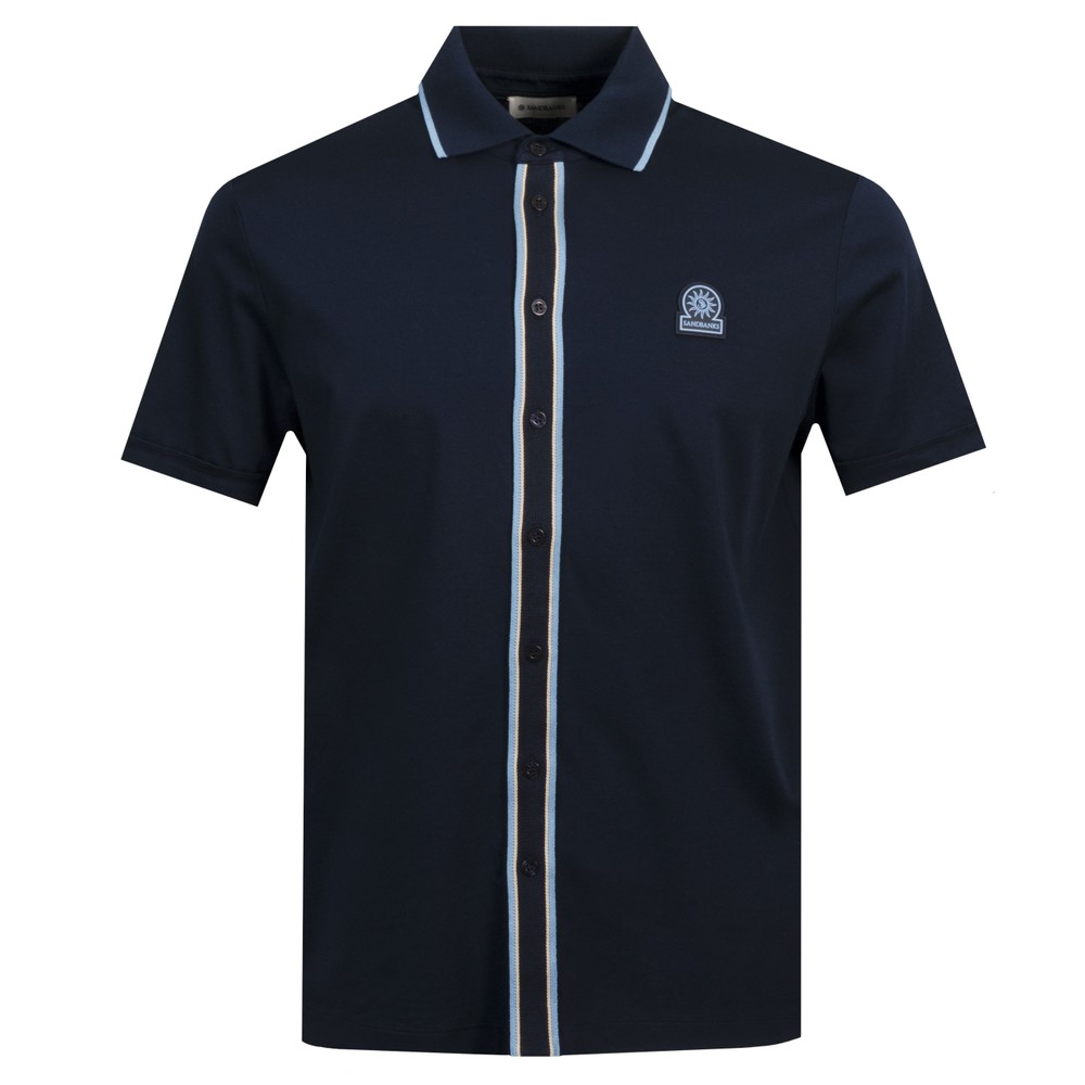 Contrast Tipped Full Button Interlock Polo Shirt Contrast Tipped Full Button Interlock Polo Shirt