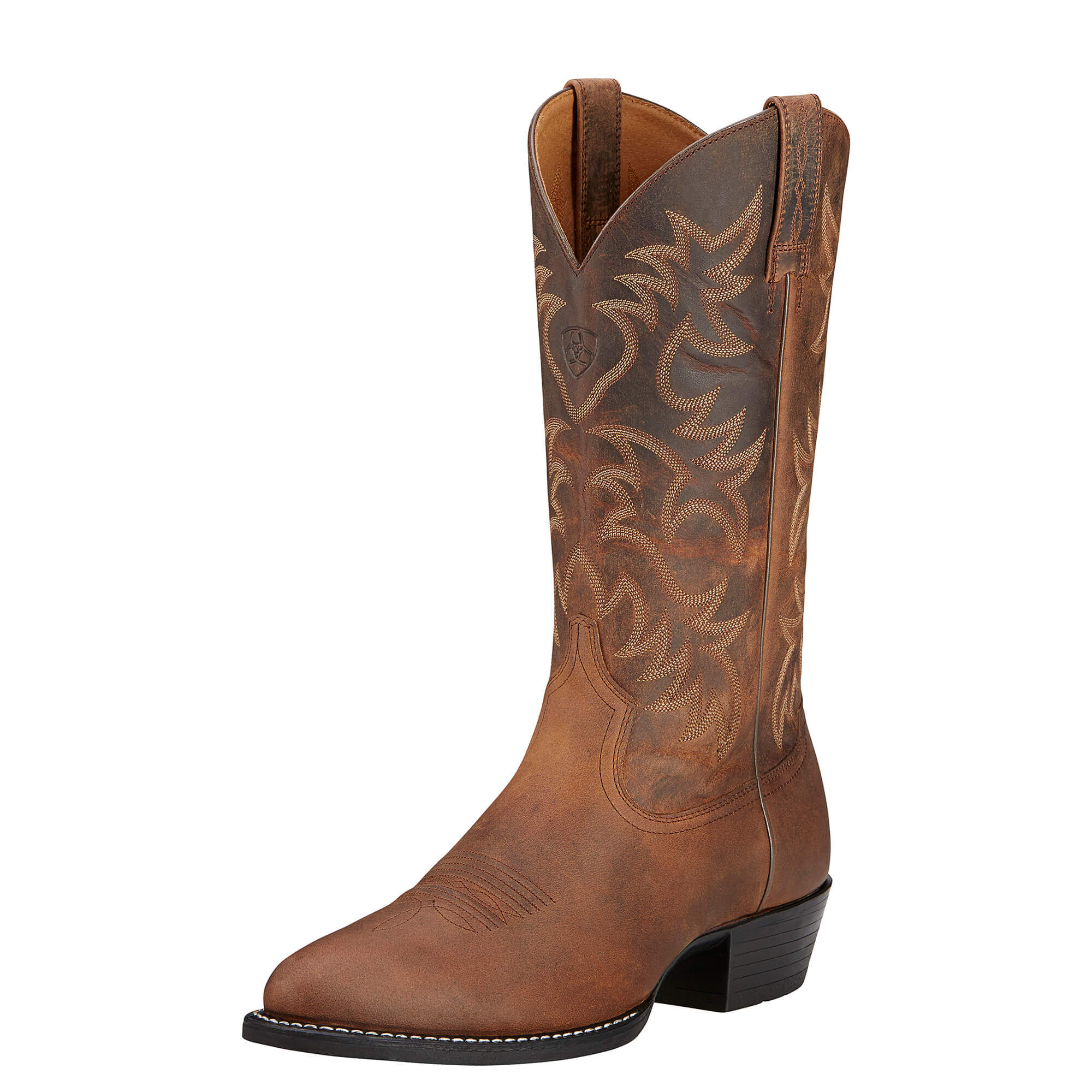 Men’s Heritage R Toe Western Boots in Distressed Brown Leather, EE Wide Width, Size , by Ariat