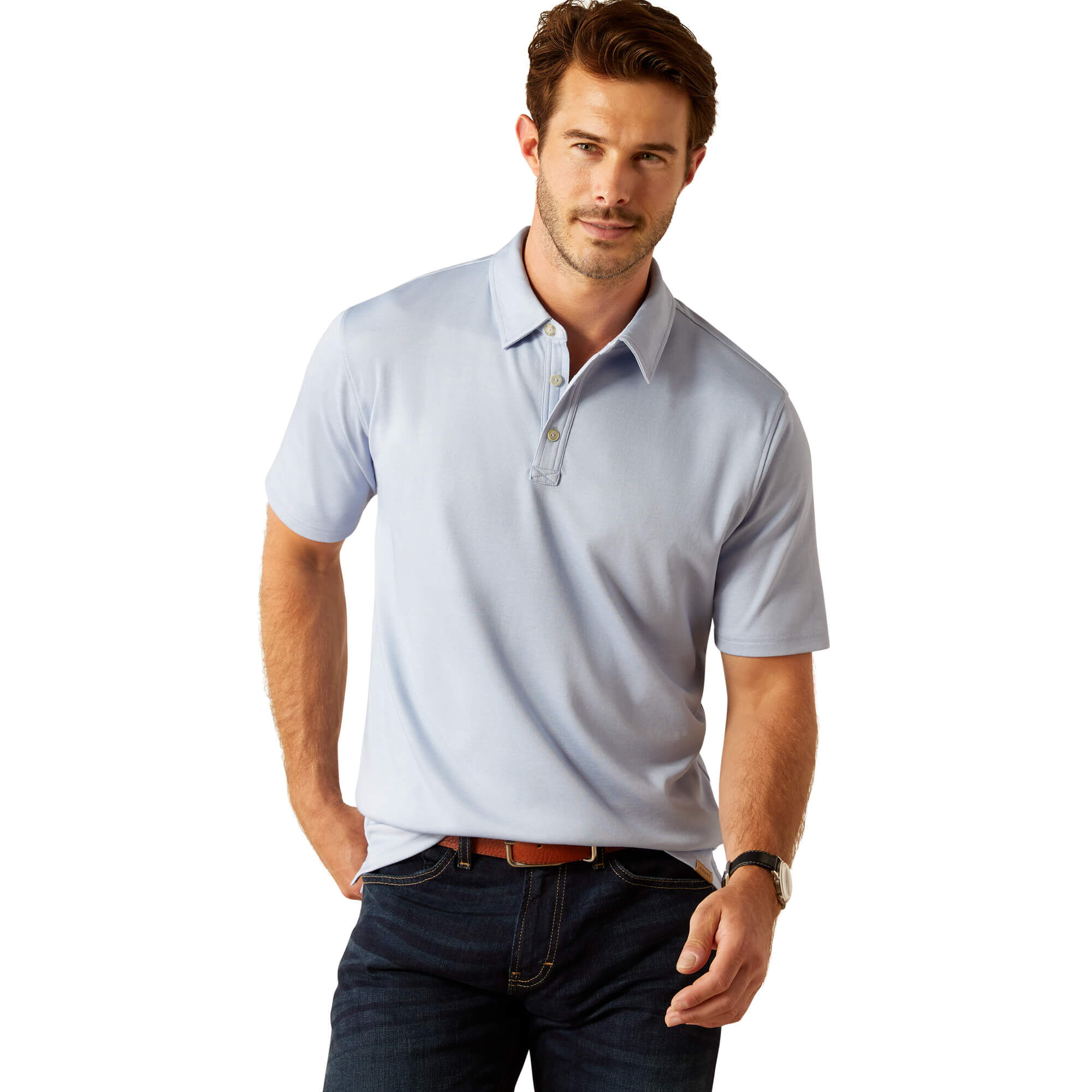Men’s Two Shaldon Polo Shirt in Pacific Blue Heather, Size Small, by Ariat
