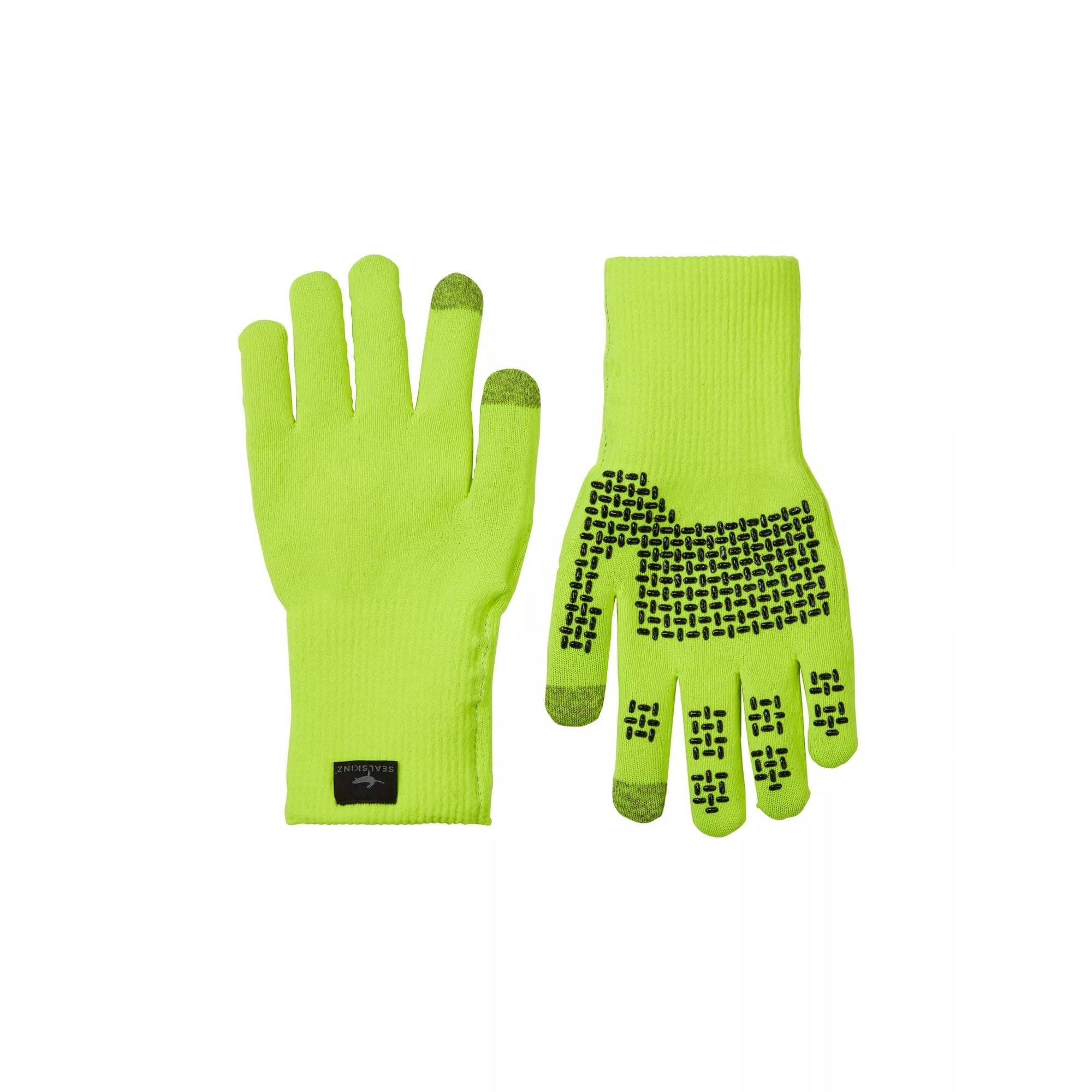 Mens Waterproof All Weather Ultra Grip Knitted Gloves – L Neon Yellow