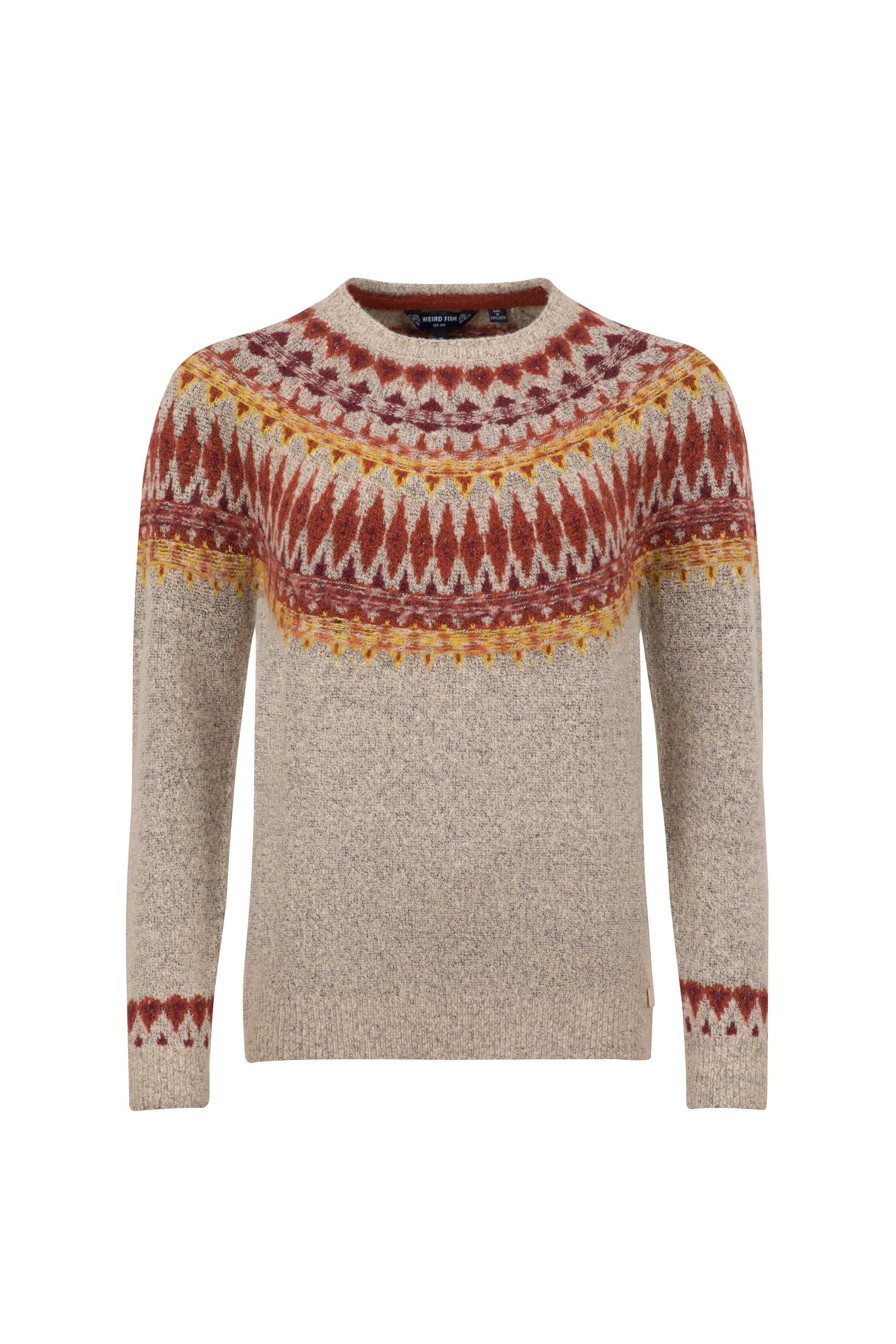 Weird Fish Lowell Fair Isle Jumper Chalk Size