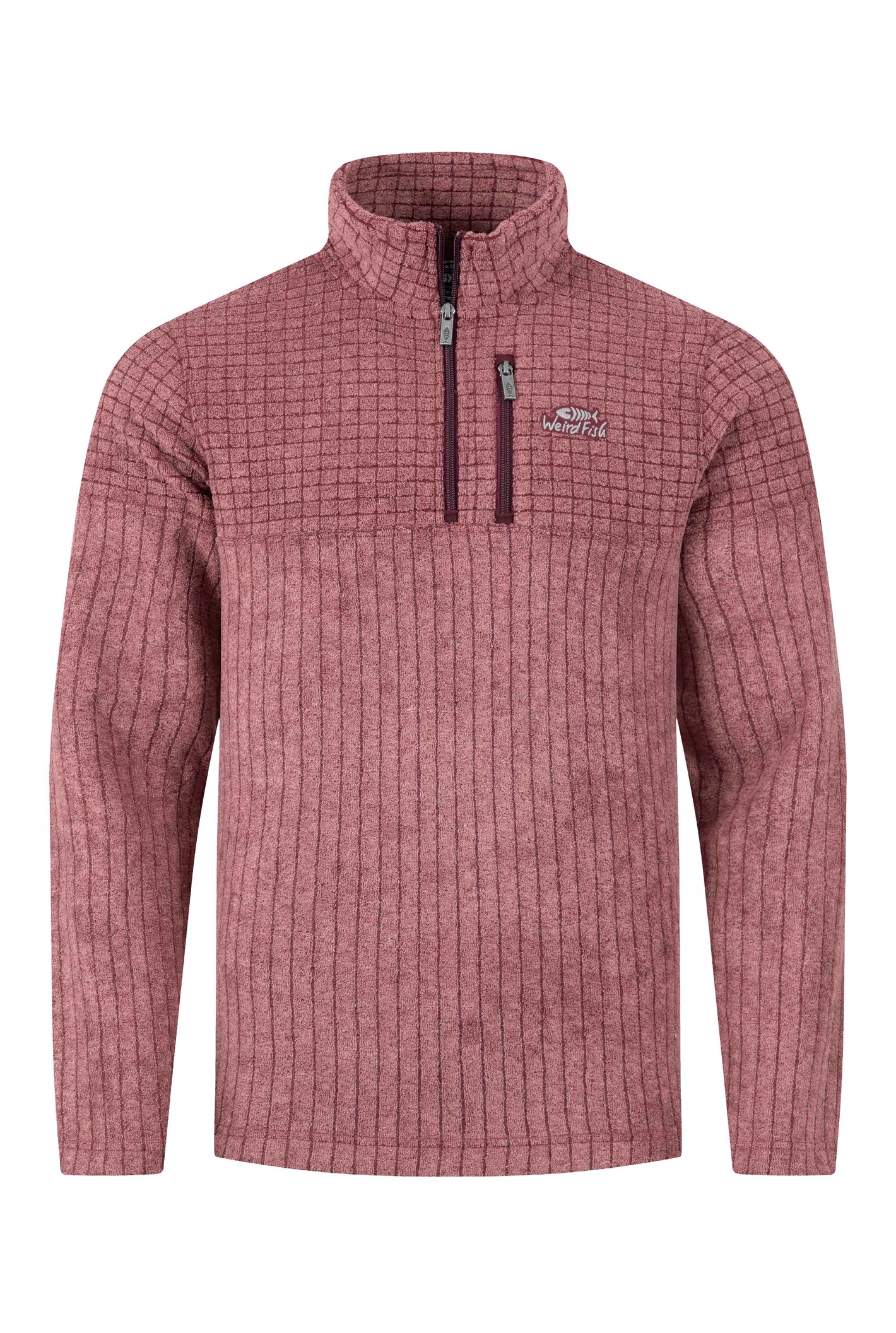 Weird Fish Longmont Zip Stripe Grid Fleece Port Size