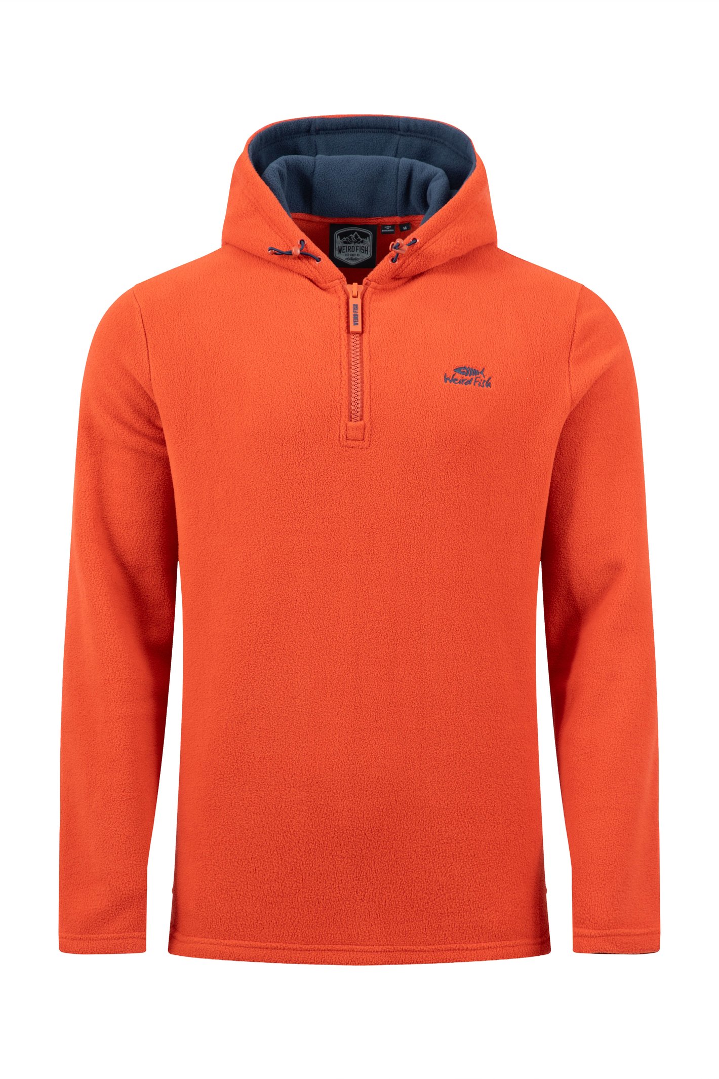 Weird Fish Gervase Zip Microfleece Hoodie Rust Leaves Size