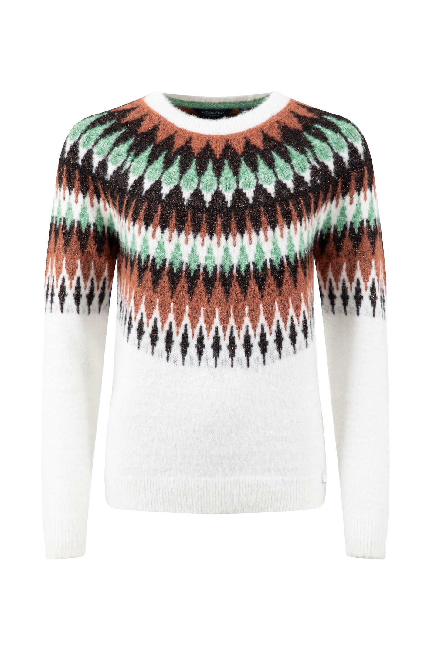 Weird Fish Cedar Metallic Fair Isle Jumper Off White Size