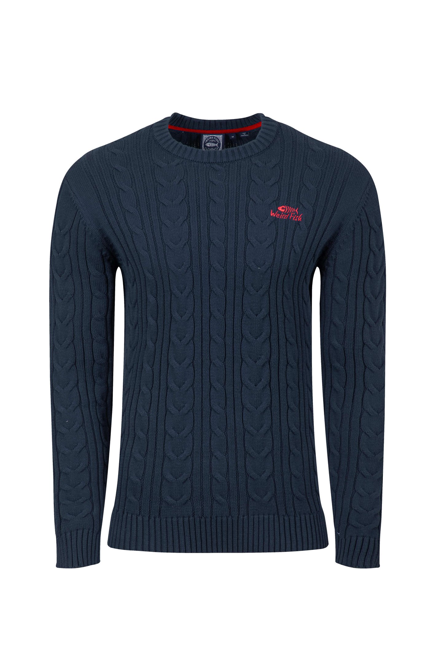 Weird Fish Griffen Cable Knit Jumper Navy Size