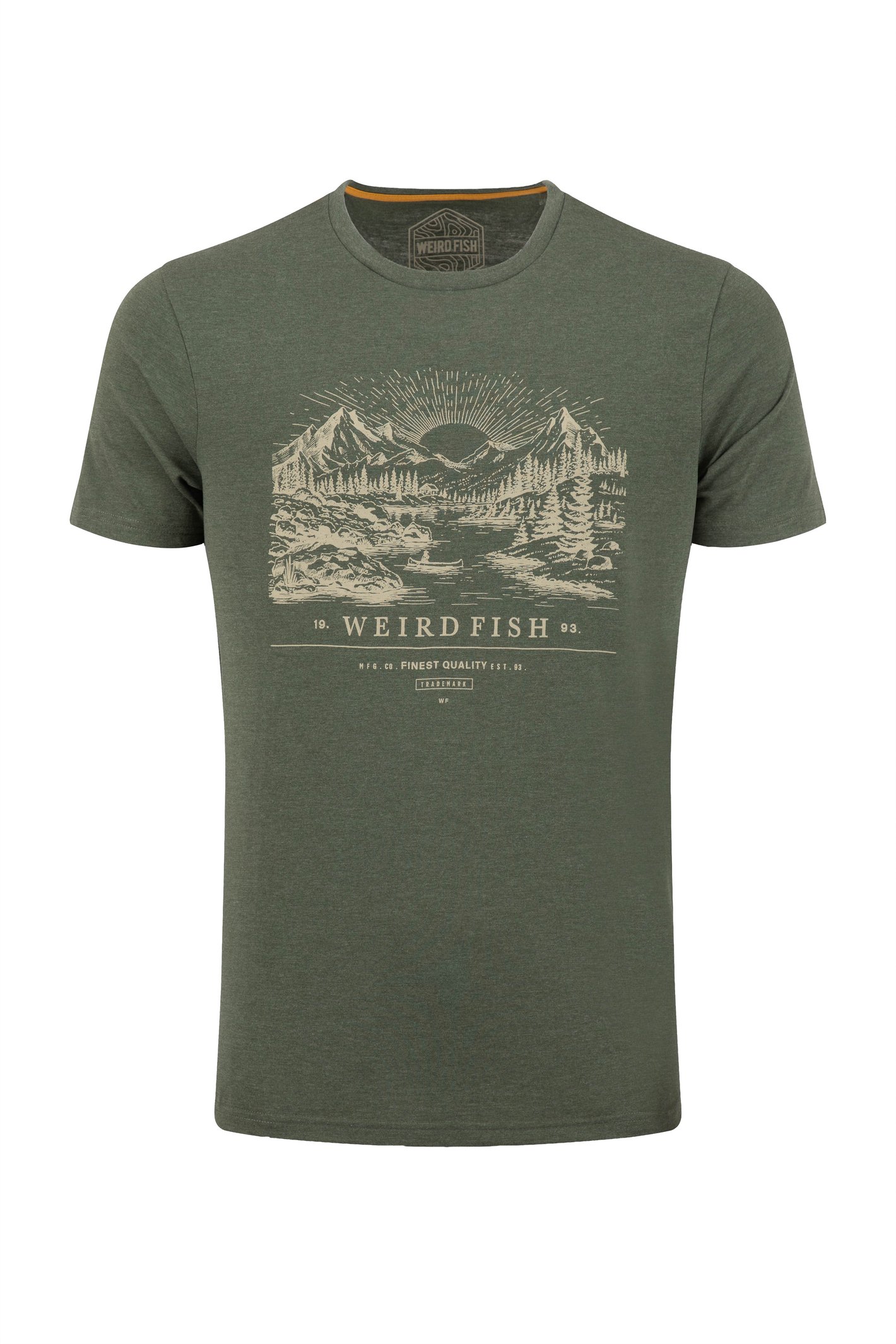 Weird Fish Sunrise Front Print Graphic Shirt Basil Size