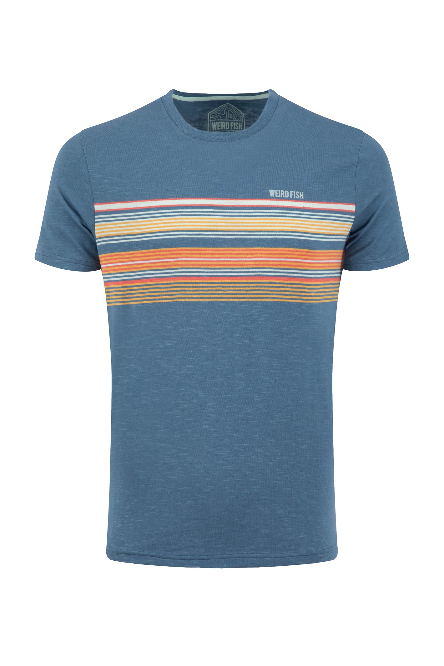 Weird Fish Cody Printed Stripe Shirt Washed Blue Size