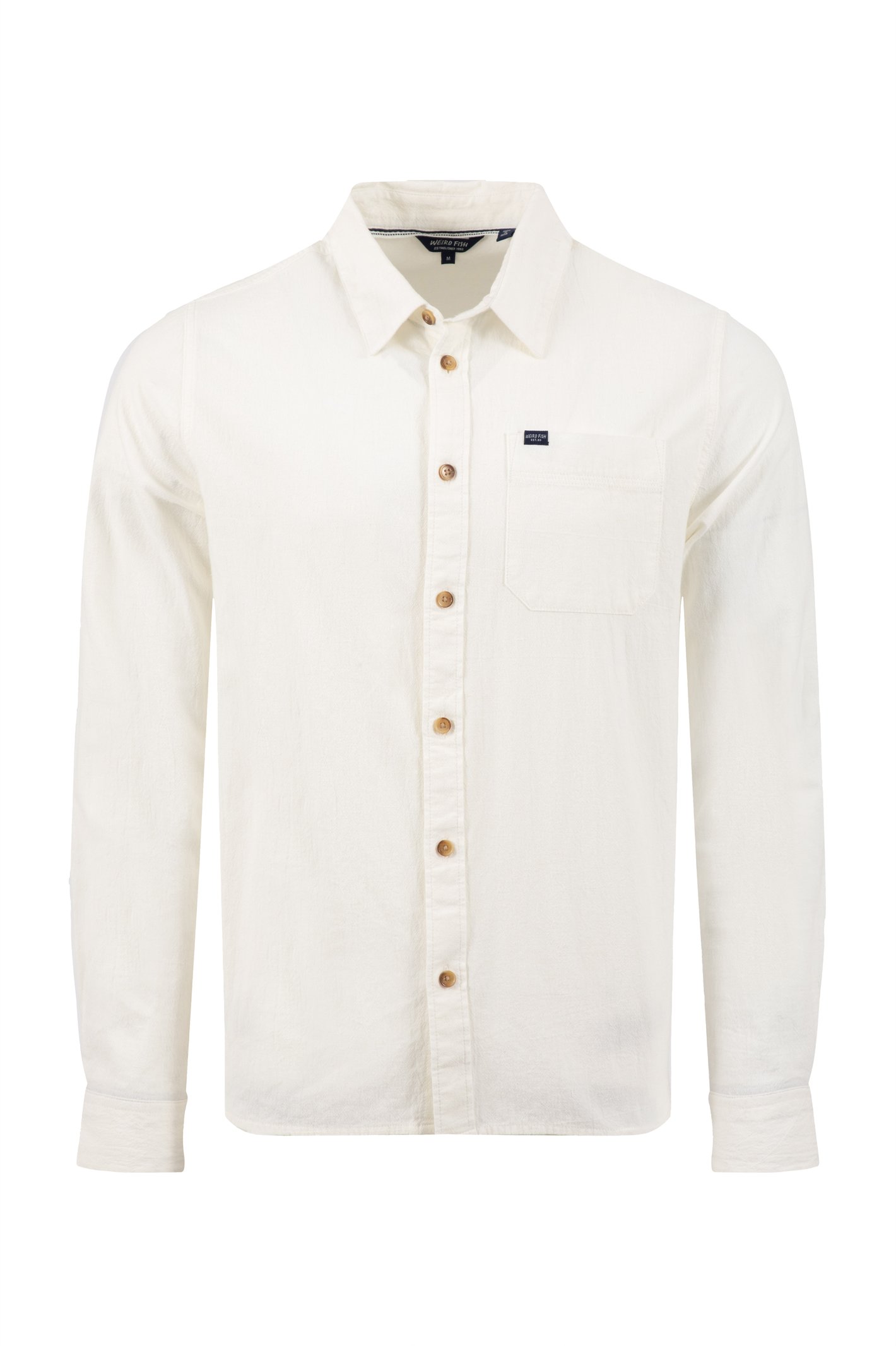 Weird Fish Geoffery Long Sleeve Textured Crepe Shirt Dusty White Size