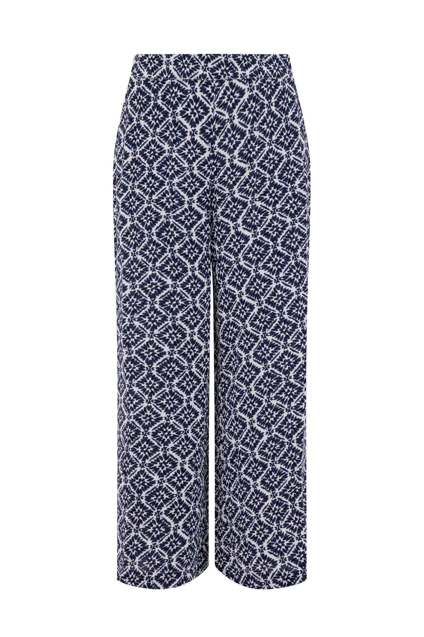 Weird Fish Sarita Crinkle Printed Wide Leg Cropped Trousers Twilight Size