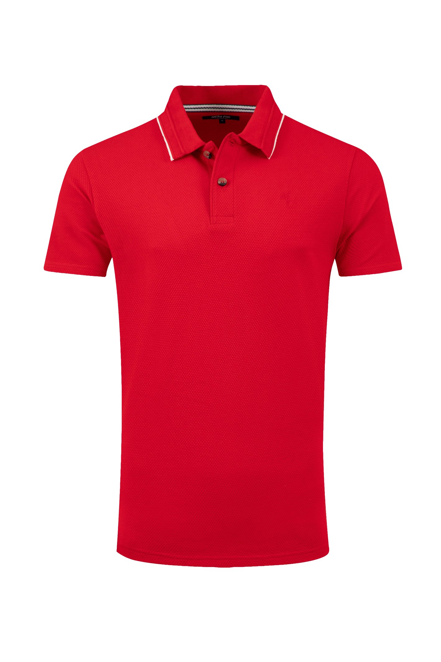 Weird Fish Powell Textured Polo Shirt Barberry Red Marl Size