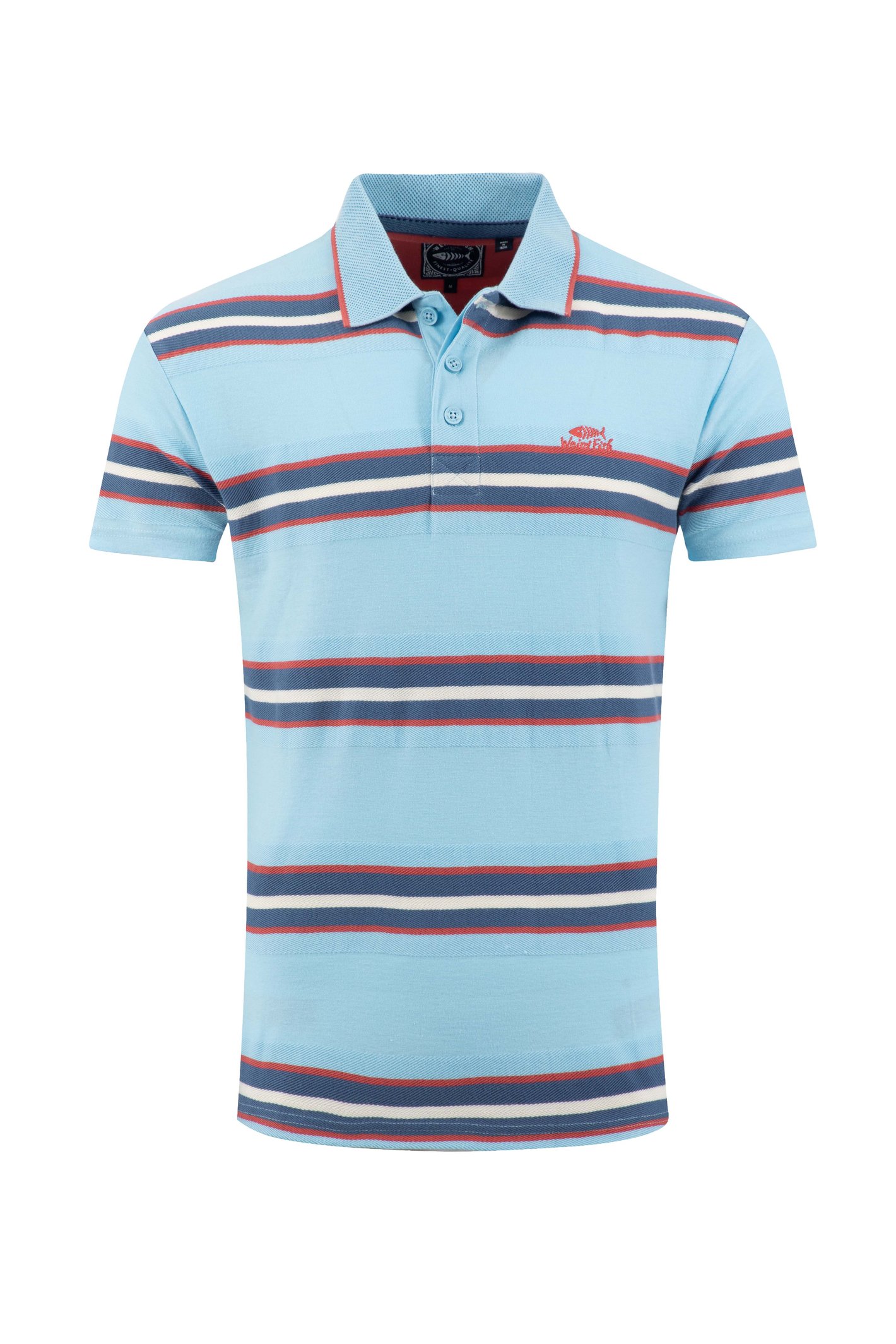 Weird Fish Dent Block Stripe Polo Shirt Skyway Size