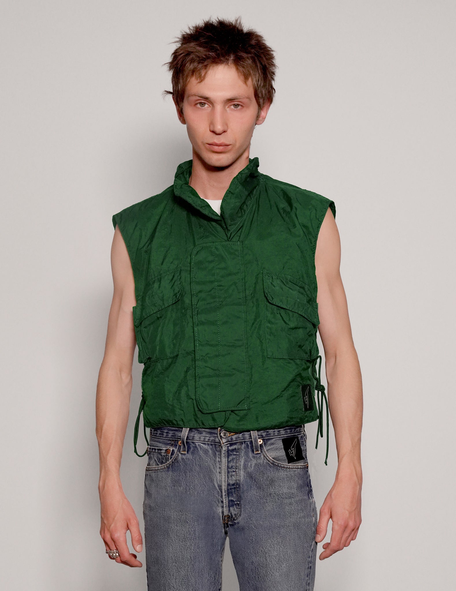 Ex Military Flak Vest in Green – M With Logo