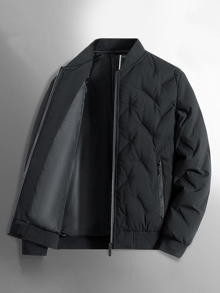 Quilted Jacket with Zipper Pocket Men’s Winter Coat