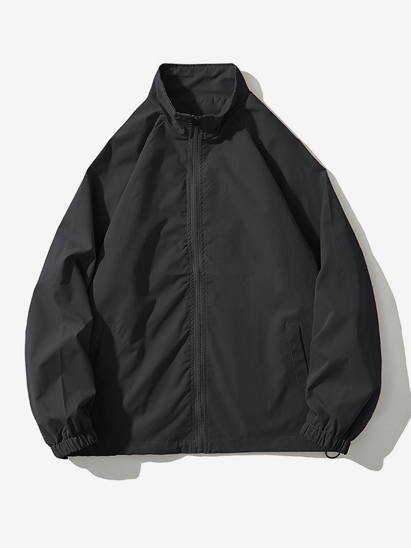 Men’s Jacket Loose Solid Color Windbreaker Retro Simple Workwear Jacket