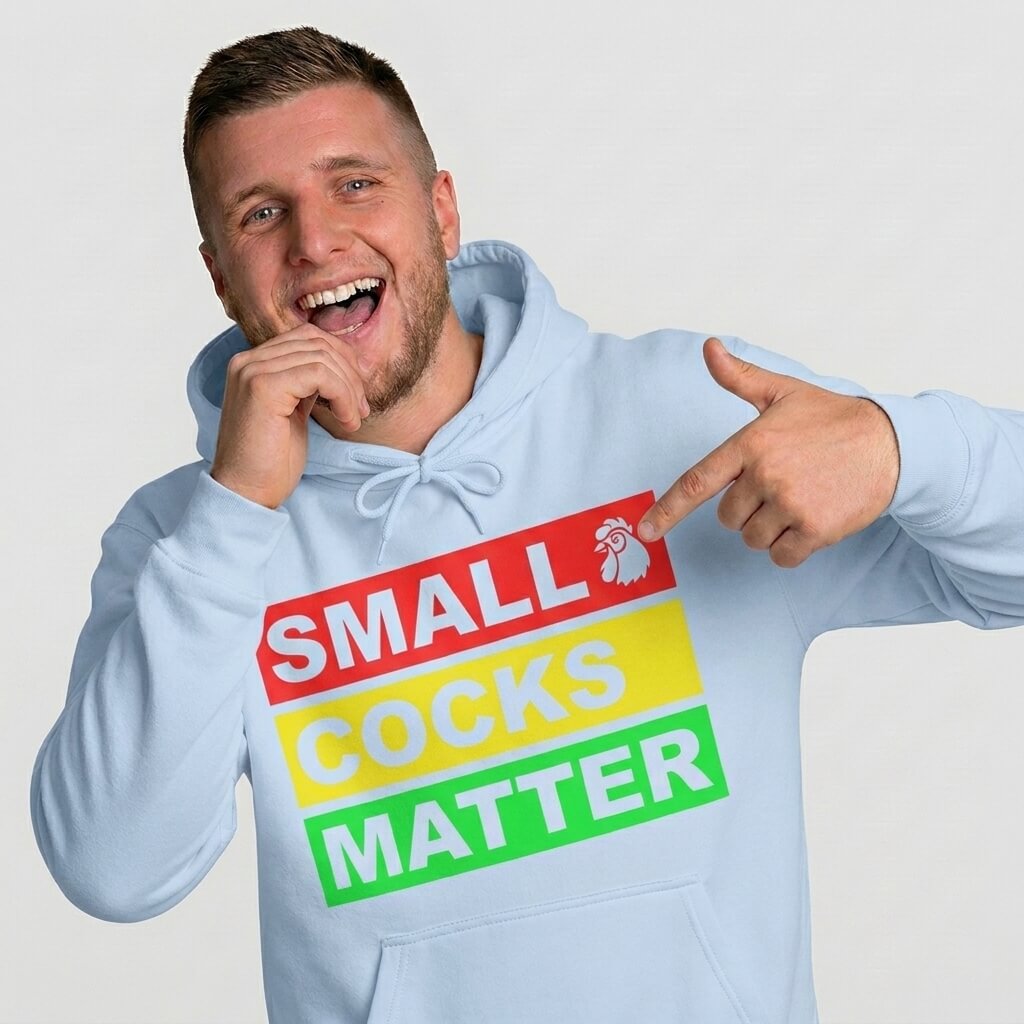 Small Cocks Matter Funny Pun Hoodie – M Light Blue