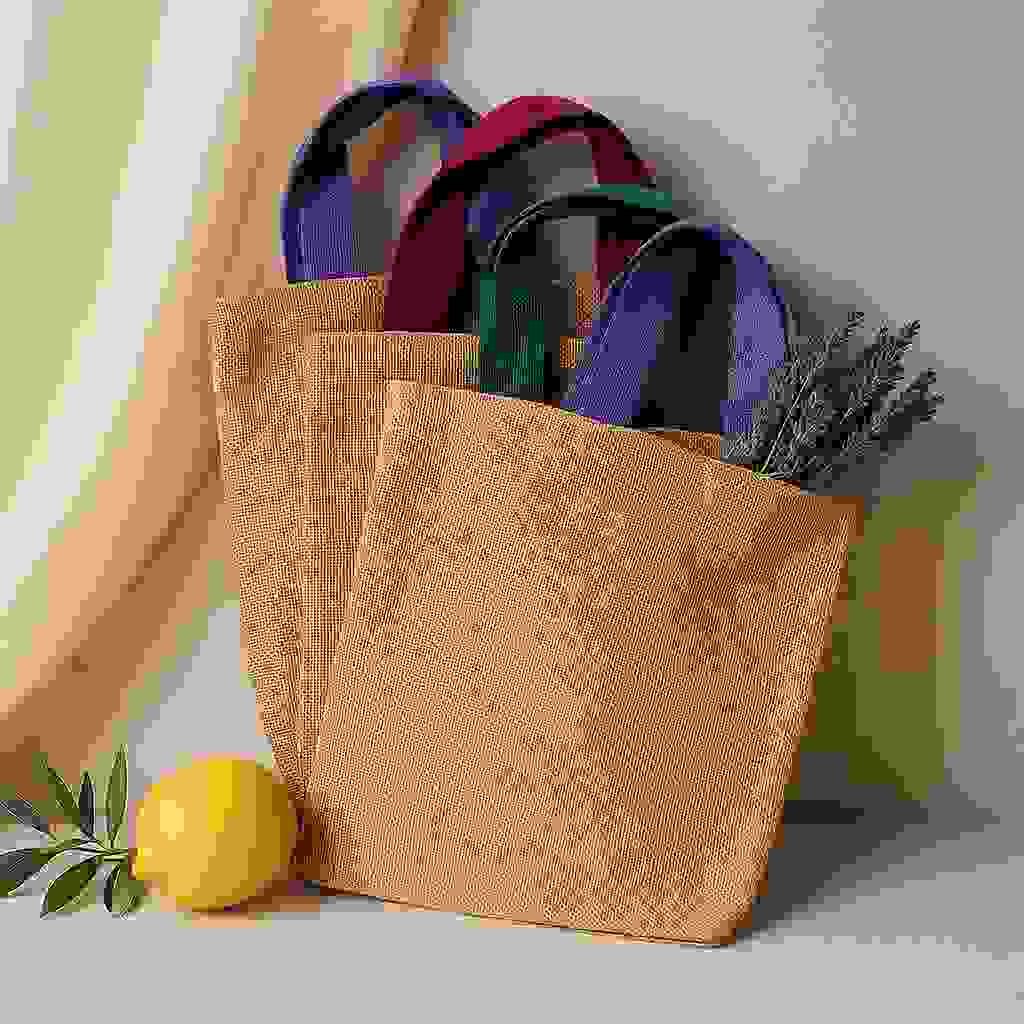 Jute Tote Bag Large Brown Handle