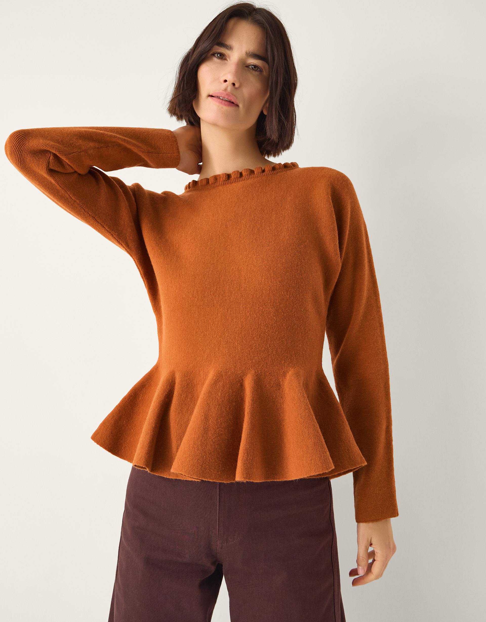 Peony Peplum Jumper Orange