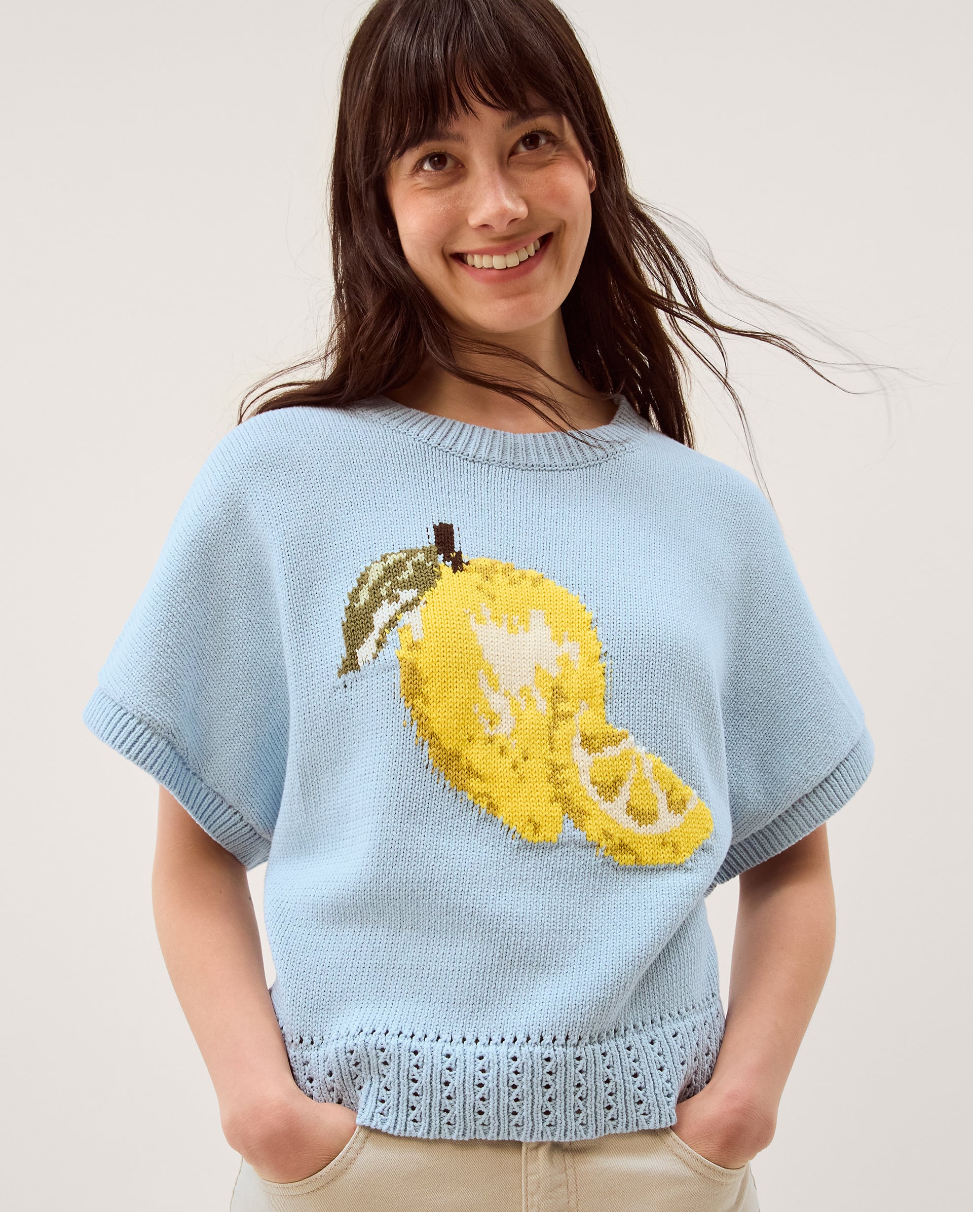 Lizzie Lemon Short Sleeve Jumper Blue
